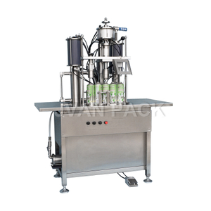 QGB-900C Semiautomático 3 en 1 Ambientador para automóvil Lata Crema solar Spray corporal Aerosol Llenado Sellado Máquina prensadora