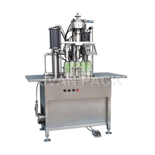 QGB-900C Semiautomático 3 en 1 Ambientador para automóvil Lata Crema solar Spray corporal Aerosol Llenado Sellado Máquina prensadora