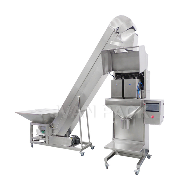 Máquina llenadora y pesaje de gránulos de doble escala DC-B&ZX-D con alimentador