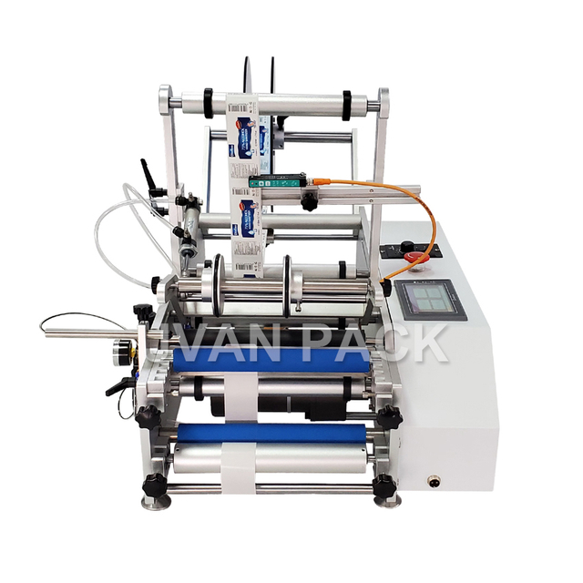 Etiquetadora semiautomática frontal y trasera MT-801, etiquetadora de etiquetas adhesivas de doble cara para botellas redondas