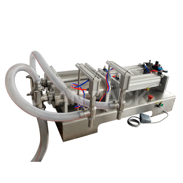 Máquina llenadora de botellas de aceite comestible, llenador de pistón neumático de doble cabezal Horizontal G2WYD, leche líquida, bebidas