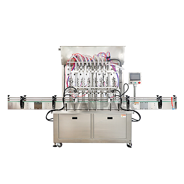 Llenadora de pistón neumática automática GT8T-8G, máquina de llenado de tarros de botellas de salsa de mermelada y pasta de 8 cabezales