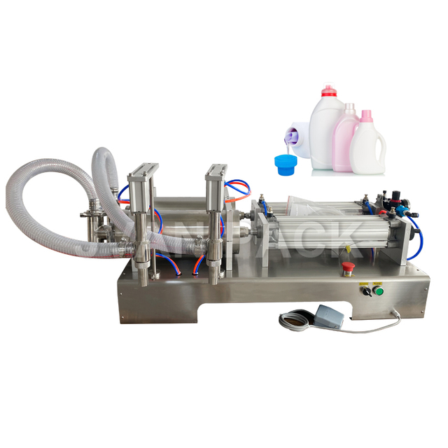 Máquina llenadora de botellas de aceite comestible, llenador de pistón neumático de doble cabezal Horizontal G2WYD, leche líquida, bebidas